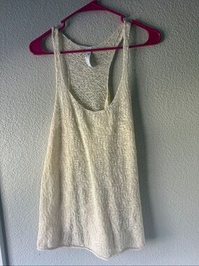 Indigenous Cream Open-Knit Tank Top